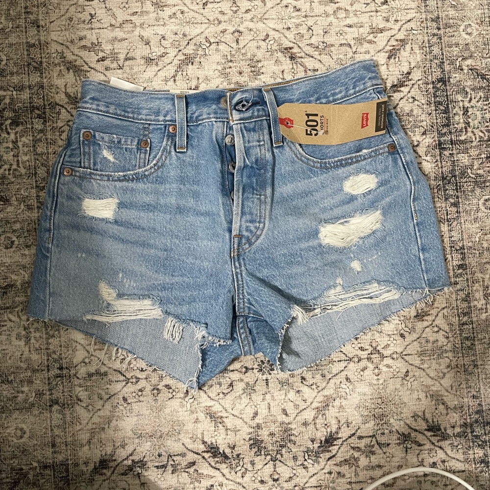 Levi's Light Blue Distressed Jean Shorts